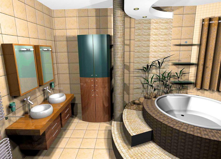 Bathroom with Plant Decorations
