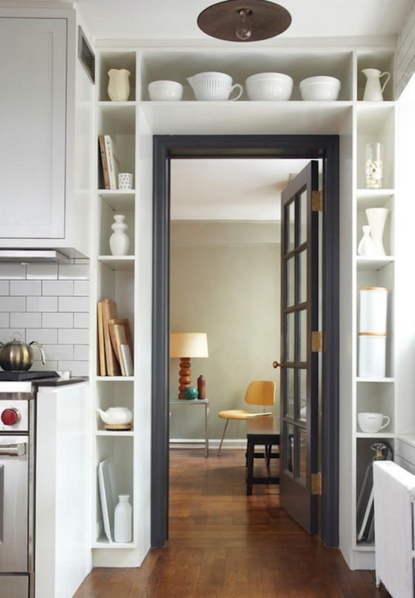 shelves above door