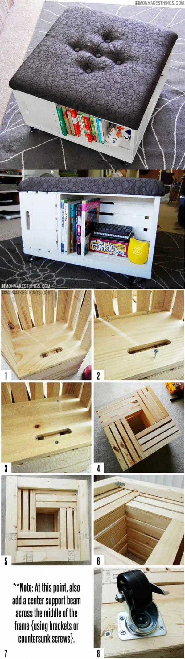 This ottoman with storage is so easy to make and it looks so good. Worth a try!