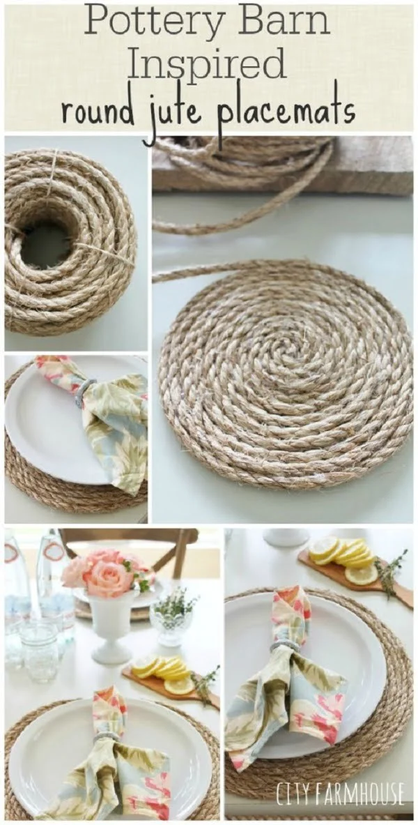 Neat idea! round jute placemats. So simple to make!