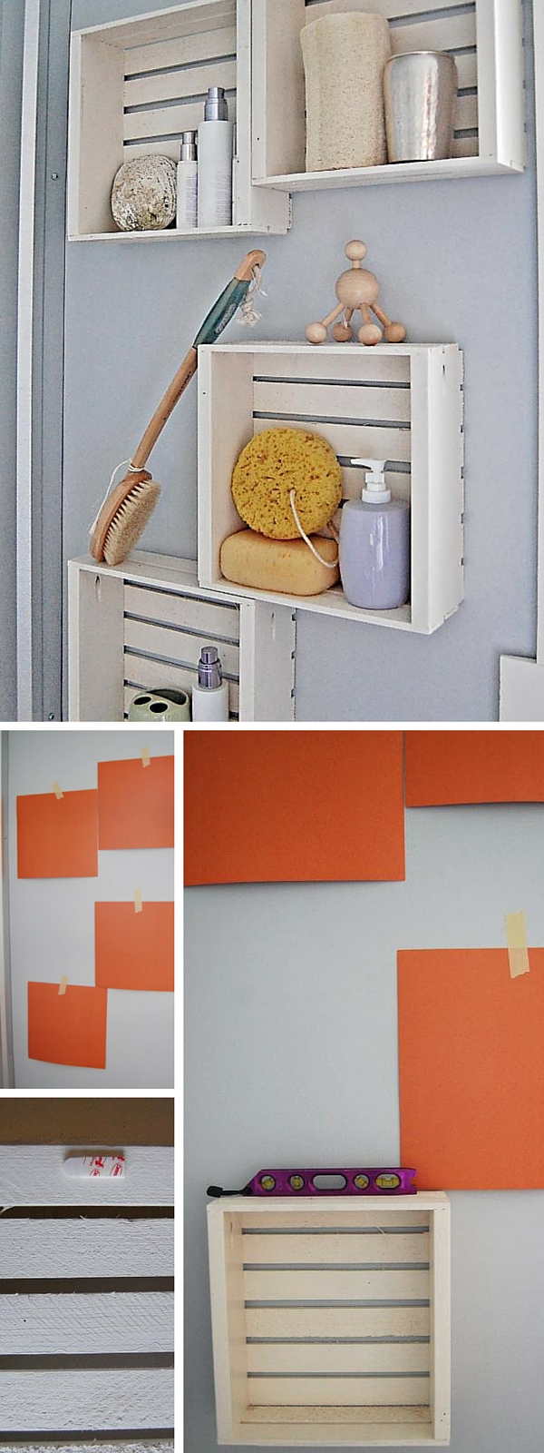 #DIY Crate Shelves #bathroomdecor