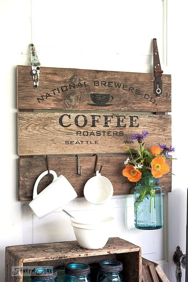 make a sign from a coffee crate lid. Nice idea!