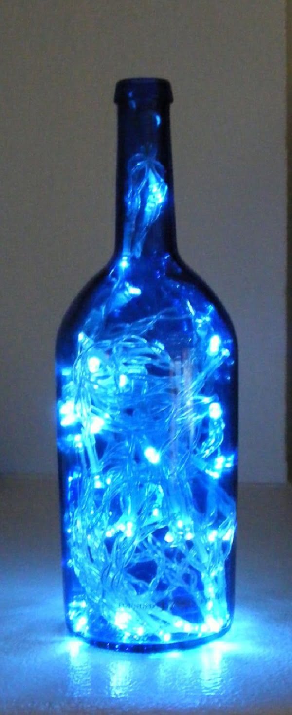  LED lamp from a wine bottle. What a neat idea for decor! 