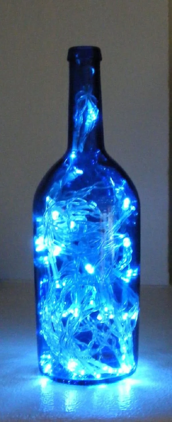LED lamp from a wine bottle. What a neat idea for decor!