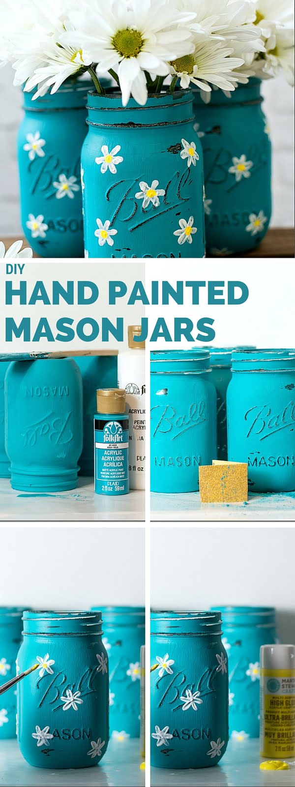  Hand Painted Mason Jars  