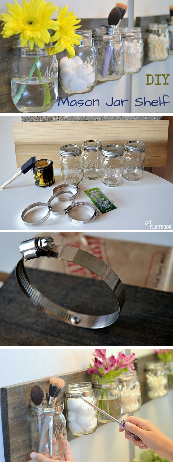 #DIY Mason Jar Shelves #bathroomdecor