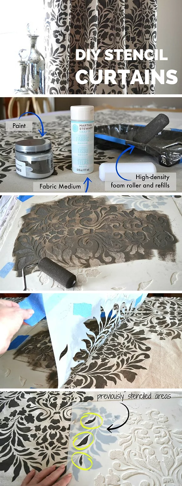 Stencil Curtains that looks so easy to make and look so good. Check it out!