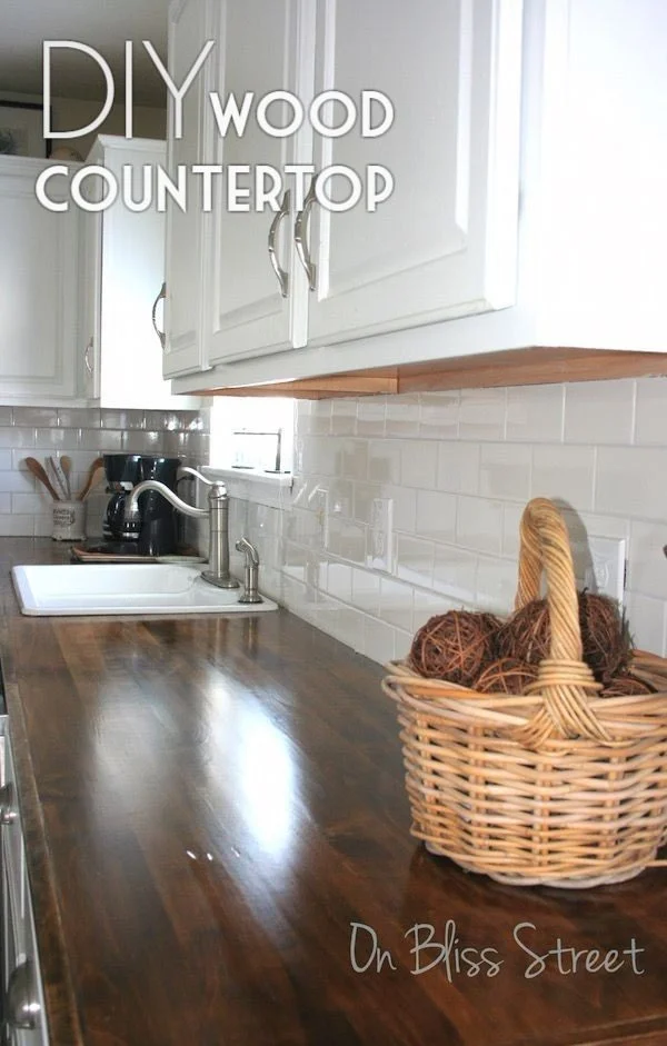 20 Easy Countertop DIY Tutorials to Revamp Your Kitchen - Check out this tutorial on how to make a  wood kitchen countertop  