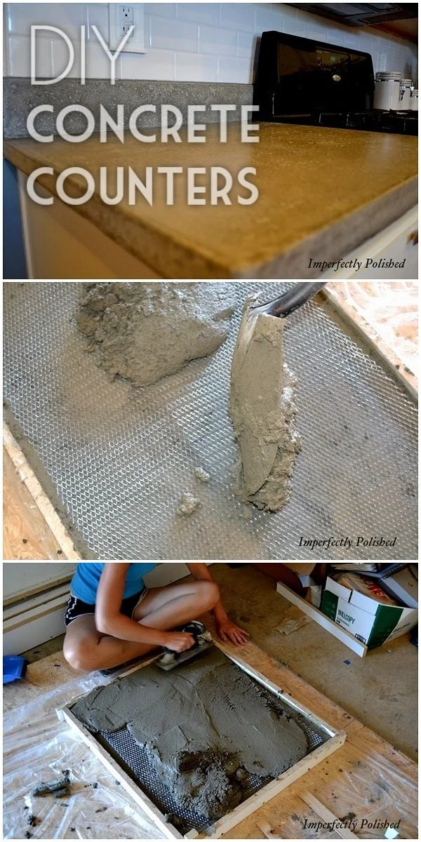 20 Easy Countertop DIY Tutorials to Revamp Your Kitchen - Check out the tutorial on how to make a  concrete kitchen countertop. Looks easy enough!  