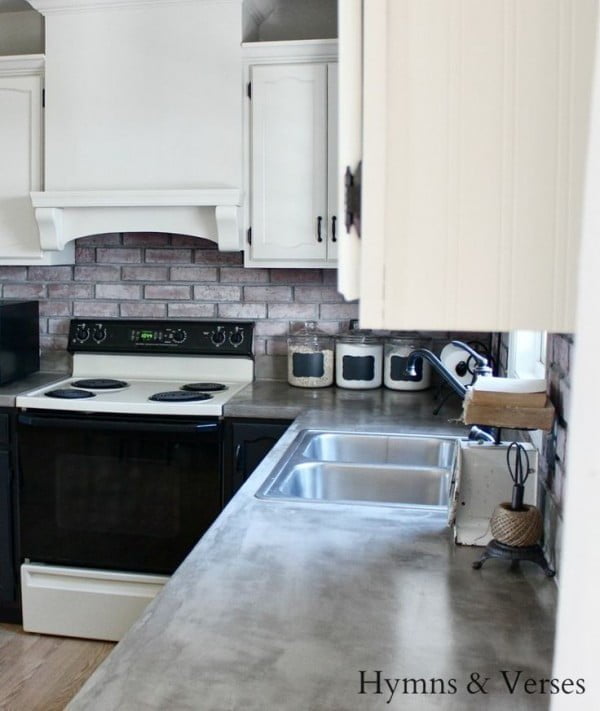 How to make a DIY countertop of concrete over laminate. Great project idea!  