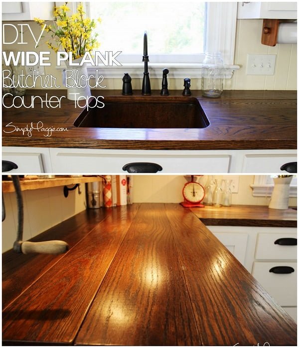 20 Easy Countertop DIY Tutorials to Revamp Your Kitchen - Check out the tutorial on how to make a  wide plank kitchen countertop. Looks easy enough!  