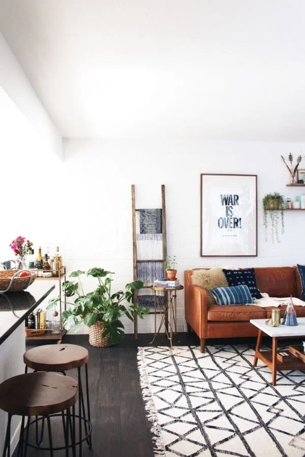 Rustic Accents in a Modern Living Room