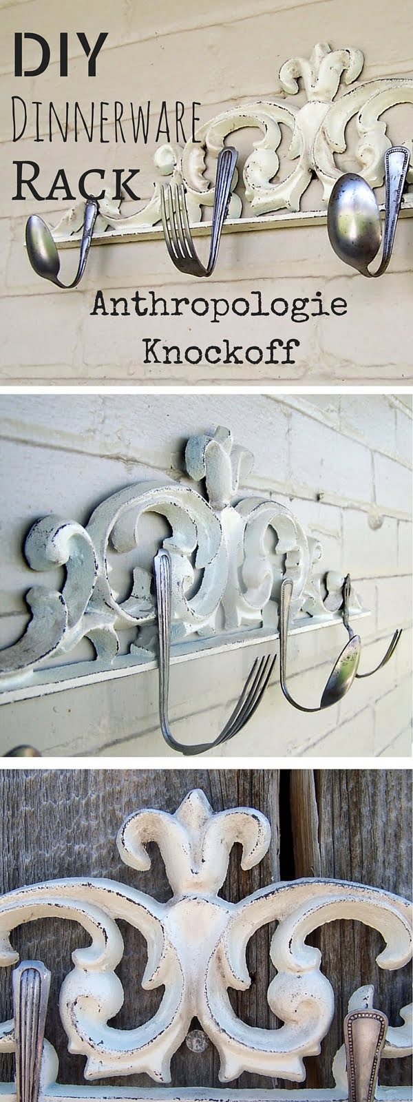 Check out the tutorial:  Anthropologie Dinnerware Rack Knockoff  