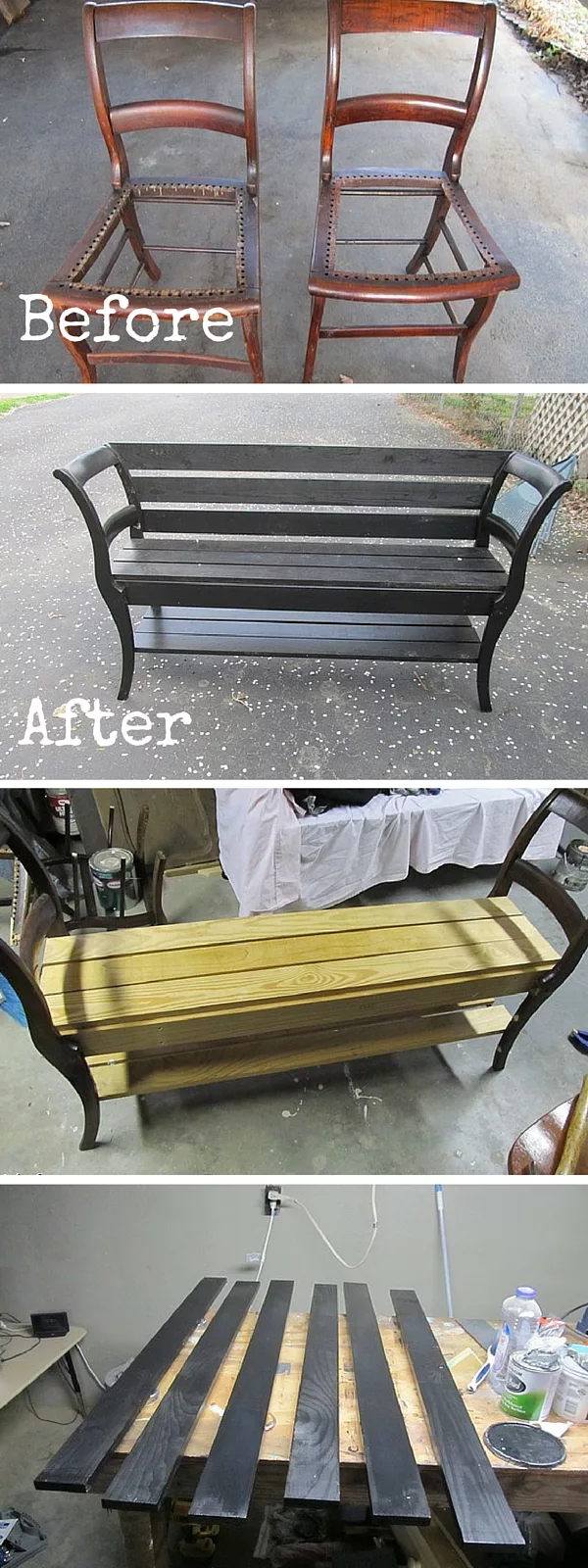 Check out the tutorial:  Turn 2 Chairs into a Bench 