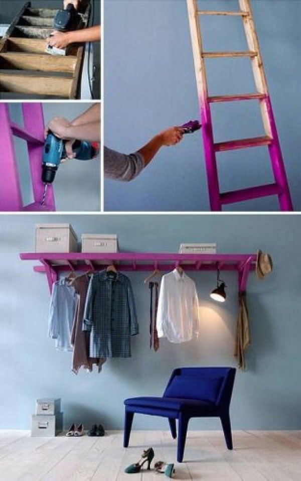 Check out the idea:  Ladder Storage Rail  