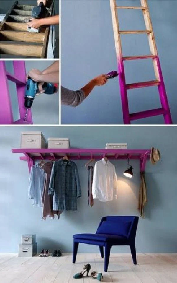 Check out the idea: Ladder Storage Rail