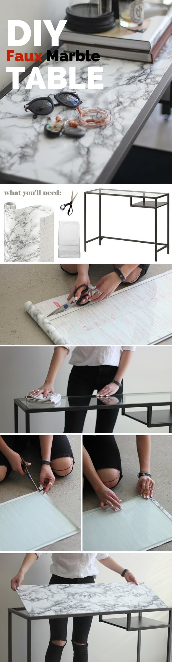 Check out the tutorial:  Faux Marble Table  