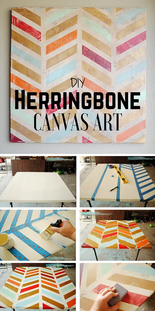 Check out the tutorial:  Herringbone Canvas Art