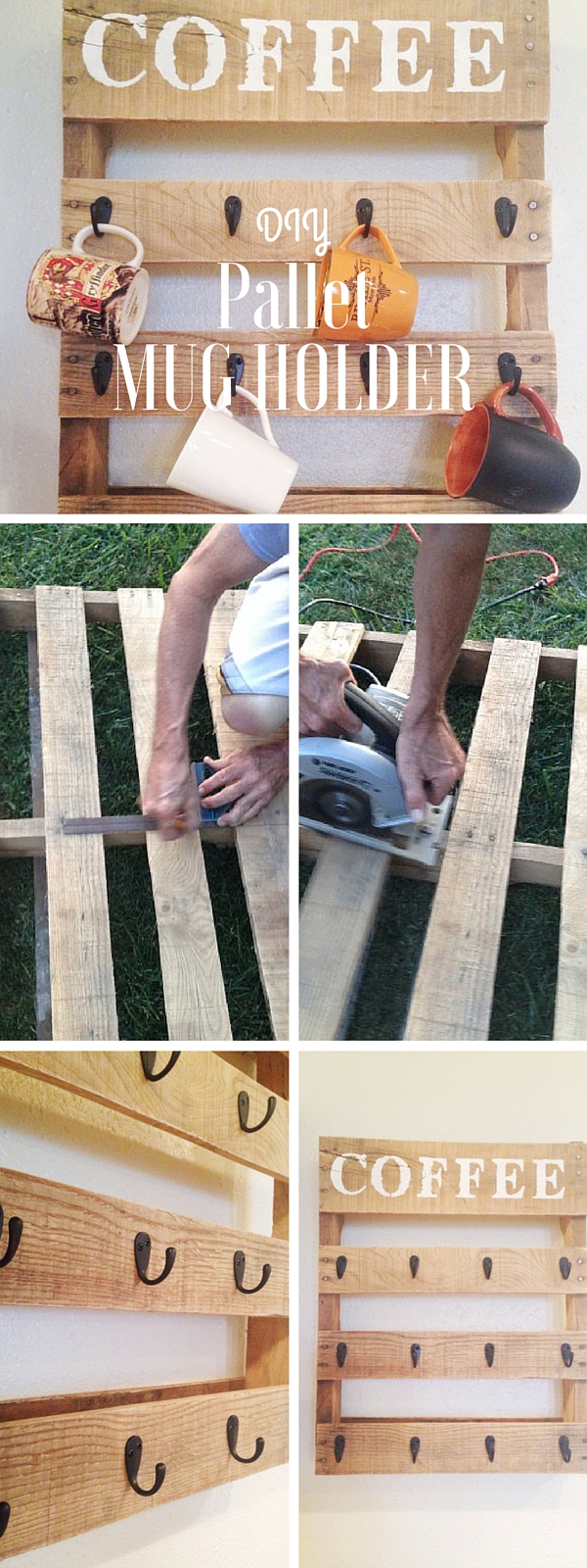 How to make #DIY Pallet Coffee Mug Holder #crafts #decor