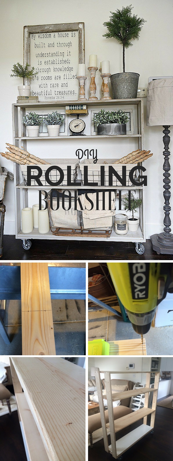 How to make #DIY Rolling Bookshelf