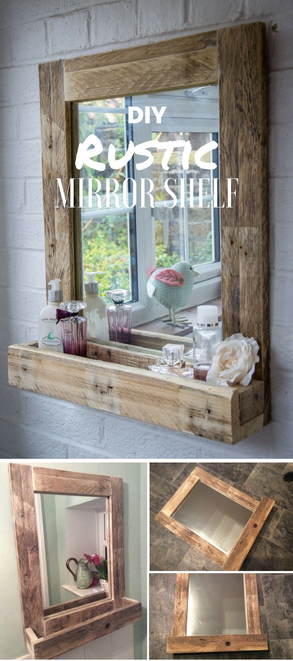 How to make #DIY Rustic Mirror Shelf