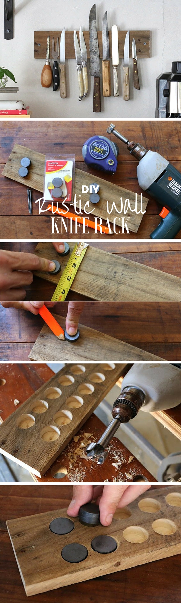 Check out the tutorial: #DIY Rustic Wall Knife Rack @istandarddesign
