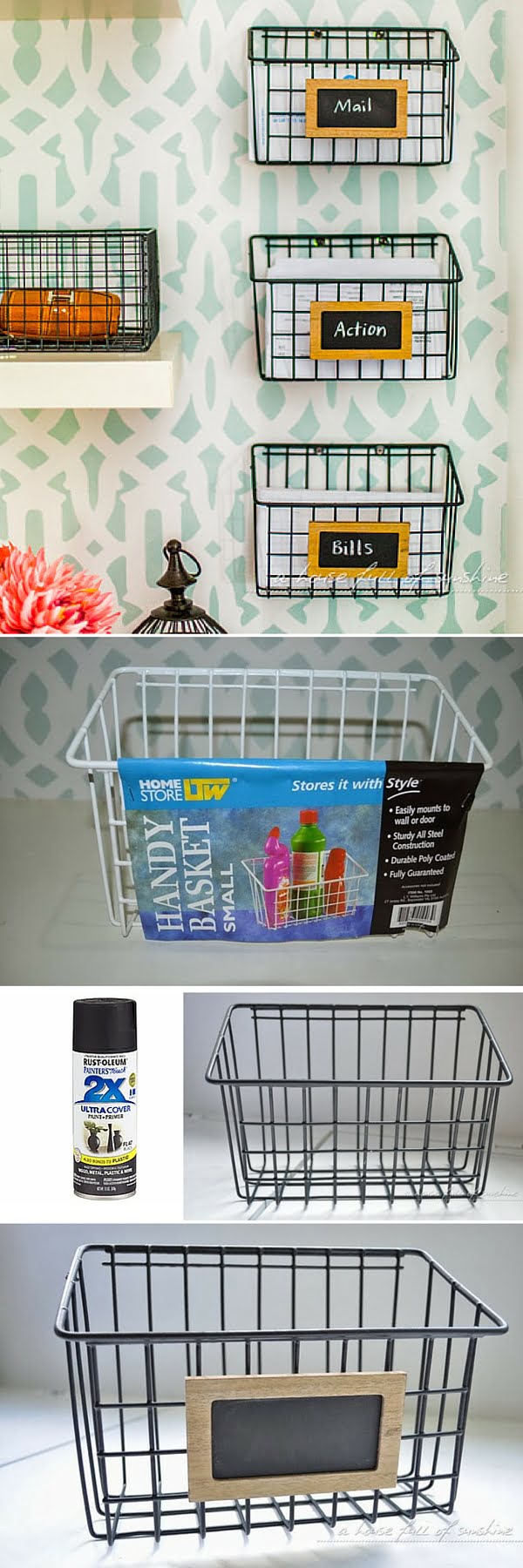 Check out the tutorial:  Wire Mail Baskets  