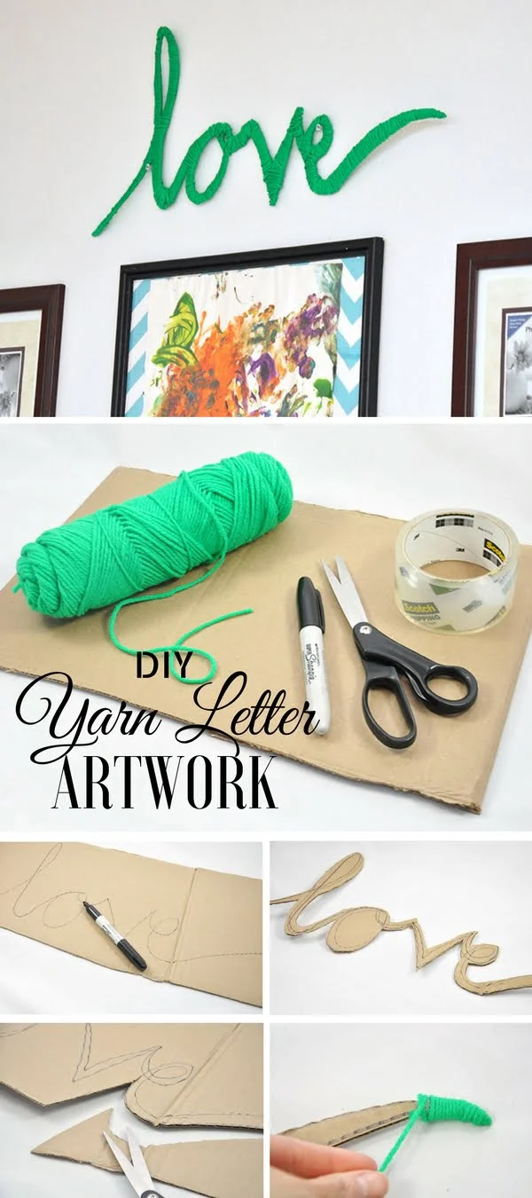 Check out the tutorial:  Yarn Letter Art