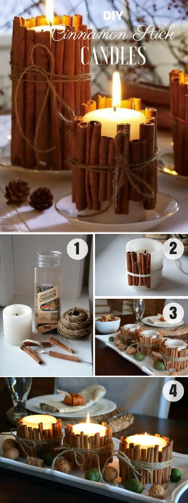 Easy to make DIY Cinnamon Stick Candles for fall decor
