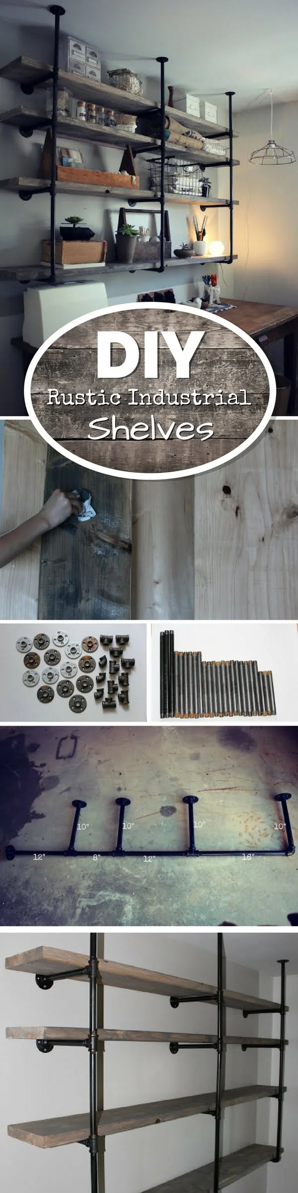 Check out how to make DIY industrial rustic shelves yourself