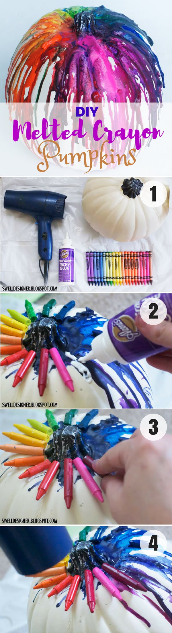 Easy to make stunning DIY Melted Crayon Pumpkins