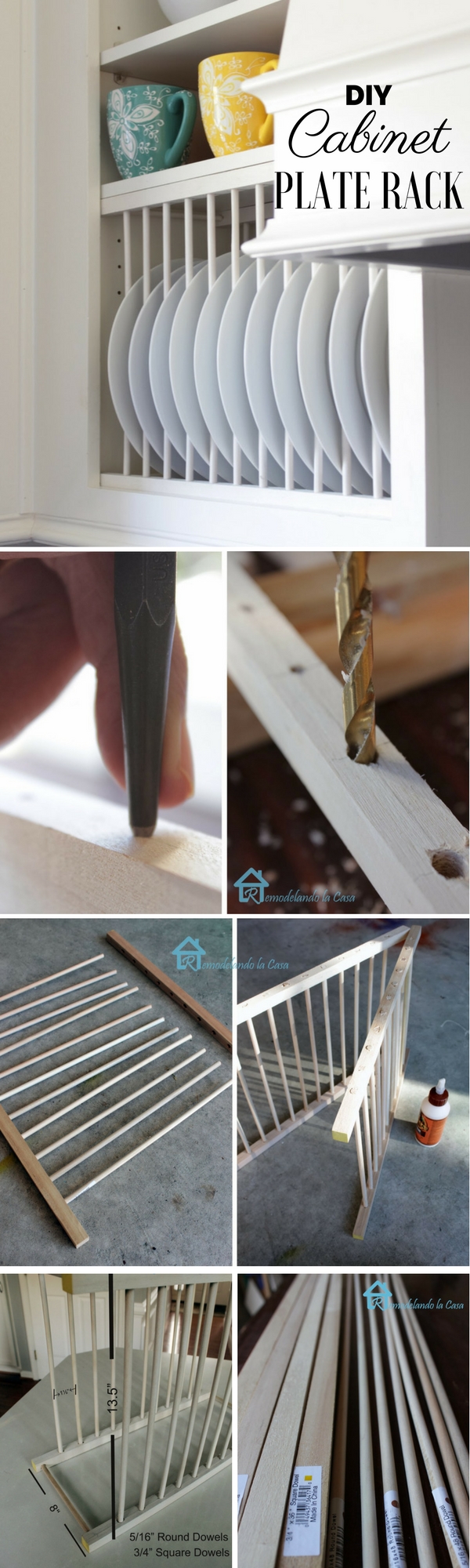 How to make #DIY Cabinet Plate Rack