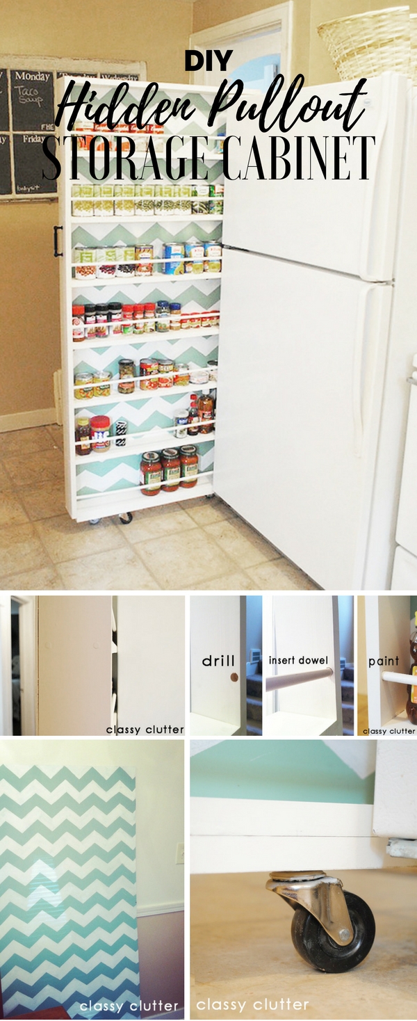 How to make #DIY Hidden Pullout Storage Cabinet