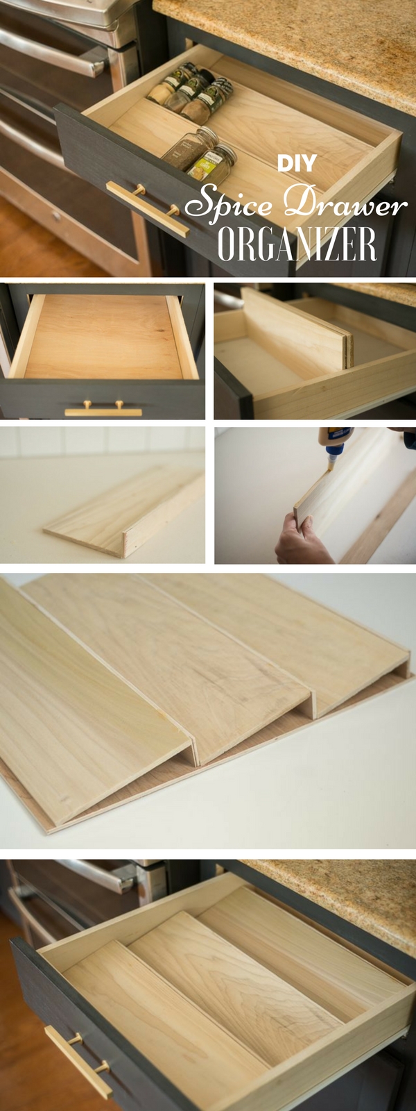 How to make #DIY Spice Drawer Organizer