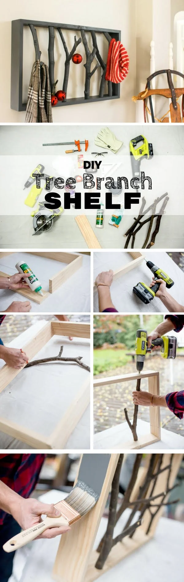 Check out the tutorial:  Tree Branch Shelf
