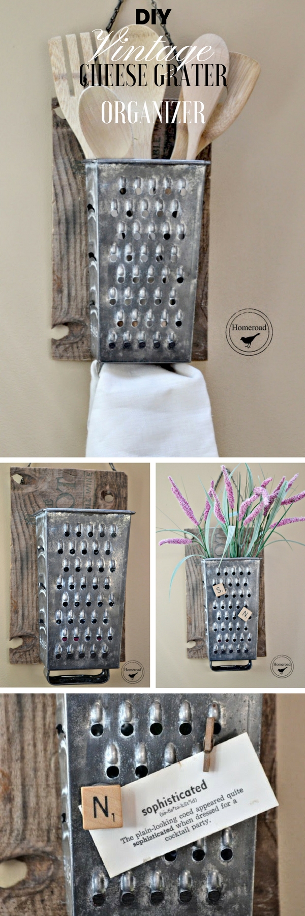 How to make #DIY Vintage Cheese Grater Organizer