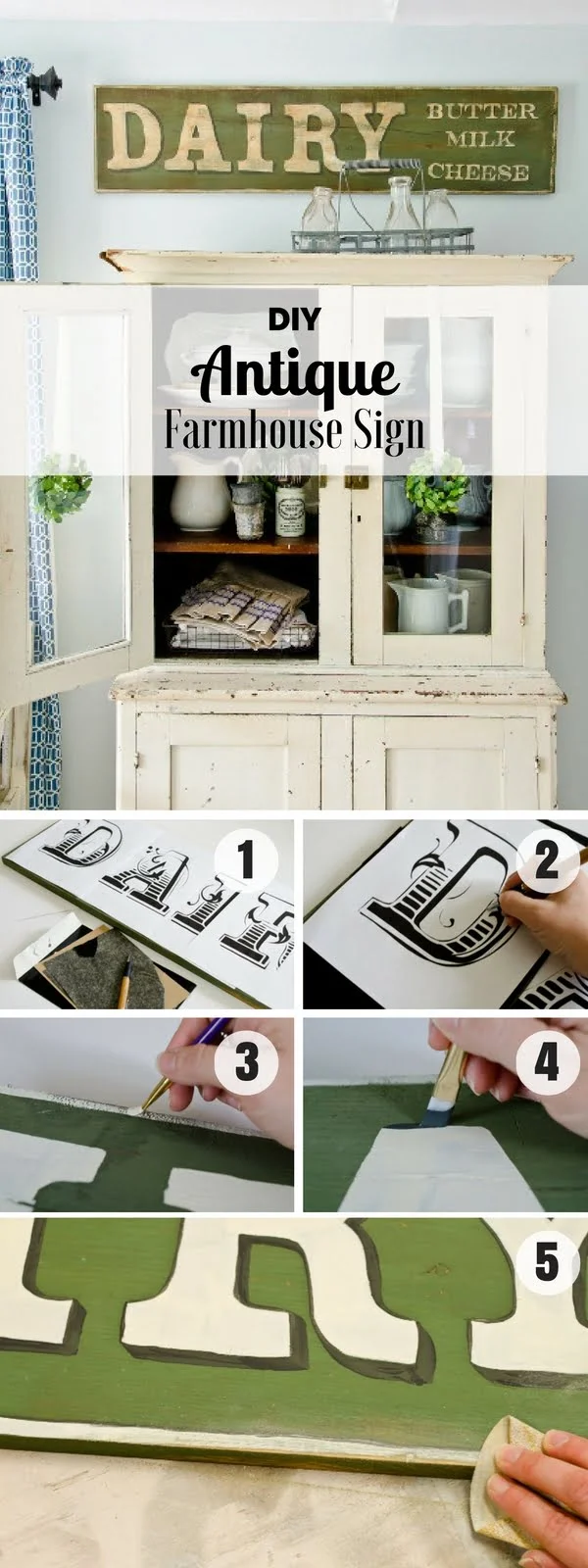 17 Fab DIY Farmhouse Signs You Can Make Yourself - Check out how to make an easy DIY Antique Farmhouse Sign for kitchen decor