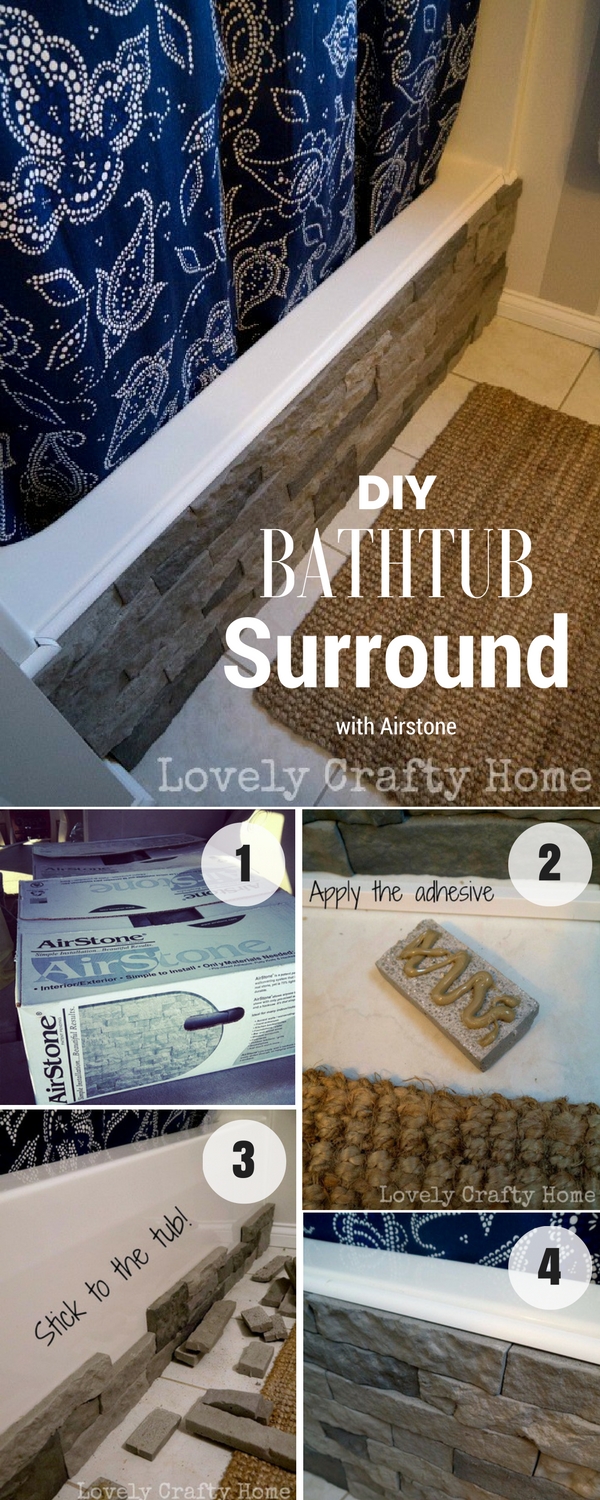 #DIY Bathrub Surround with Airstone for rustic bathroom decor #bathroomdecor