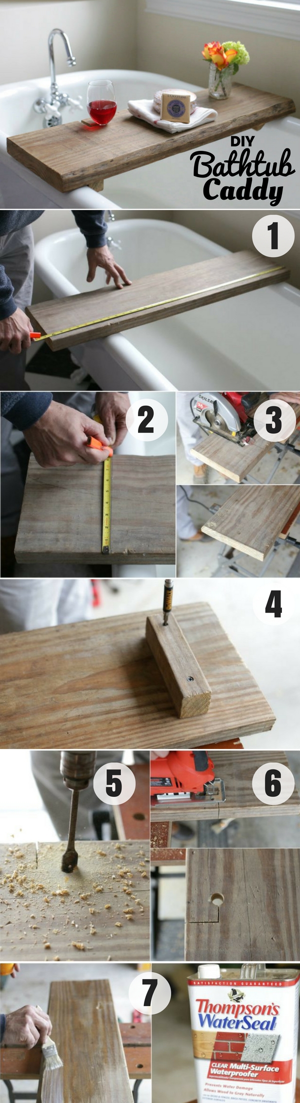 #DIY Bathtub Caddy for rustic bathroom decor #bathroomdecor