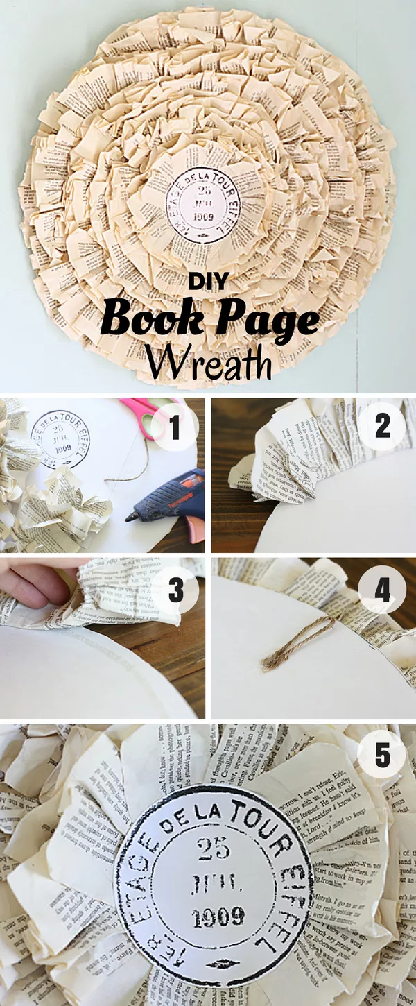 How to make an easy shabby chic DIY Book Page Wreath