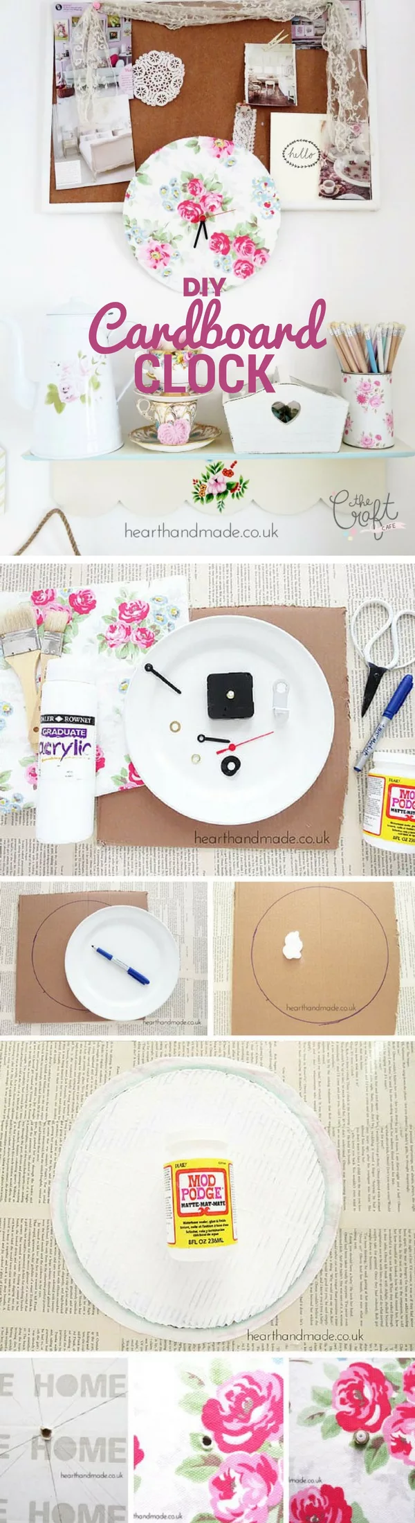 How to make an easy DIY Shabby Chic Cardboard Clock