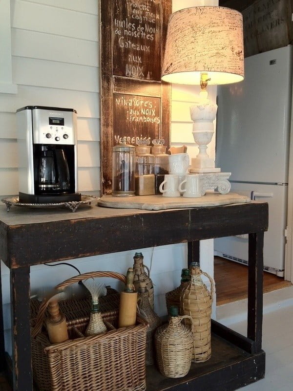 15 Simple DIY Ideas to Make the Best Coffee Station at Home - Love the idea of a coffee station in an unexpected place