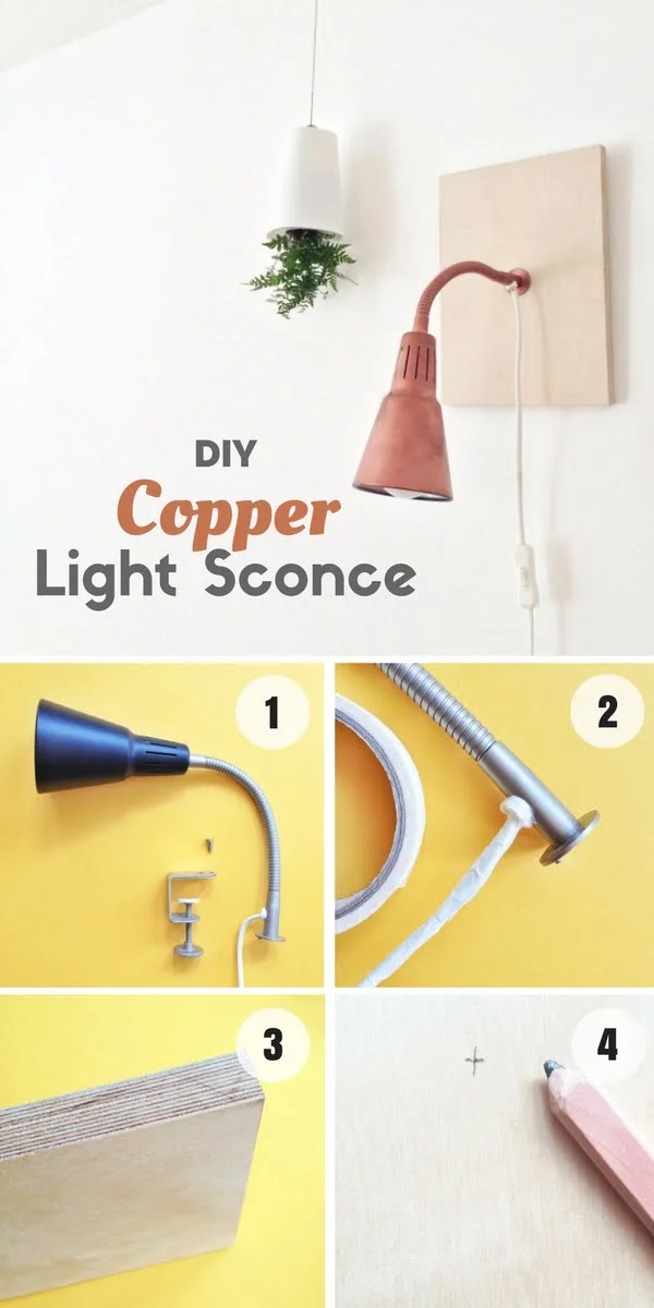 16 Beautiful DIY Bedroom Decor Ideas That Will Inspire You - Check out how to build an easy DIY Copper Light Sconce for bedroom decor