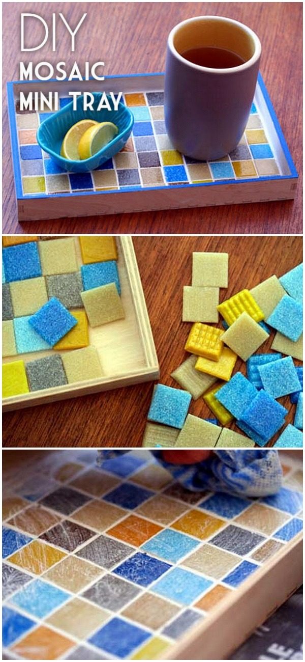 30 Stunning DIY Mosaic Craft Projects for Easy Home Decor - Check out this easy tutorial on how to make a  mosaic mini tray. Love it!  