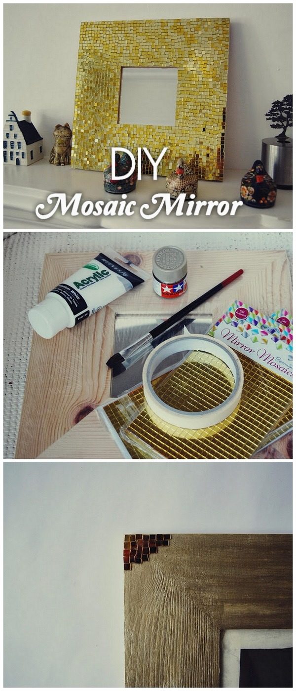 30 Stunning DIY Mosaic Craft Projects for Easy Home Decor - Check out this easy tutorial on how to make a  mosaic mirror frame. Love it!  