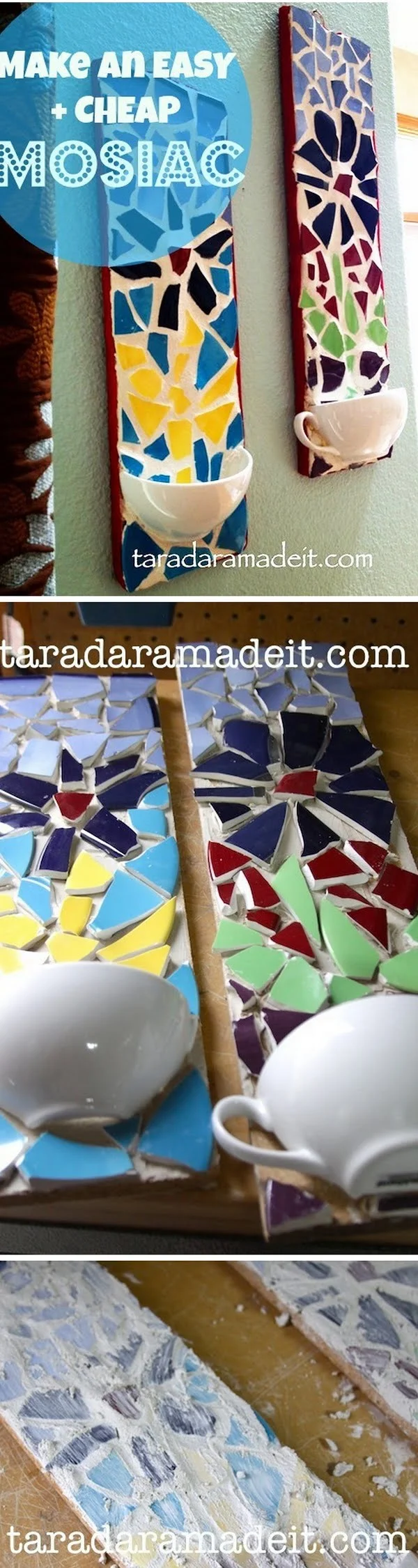 30 Stunning DIY Mosaic Craft Projects for Easy Home Decor - Check out this easy idea on how to make a mosaic wall decor on a