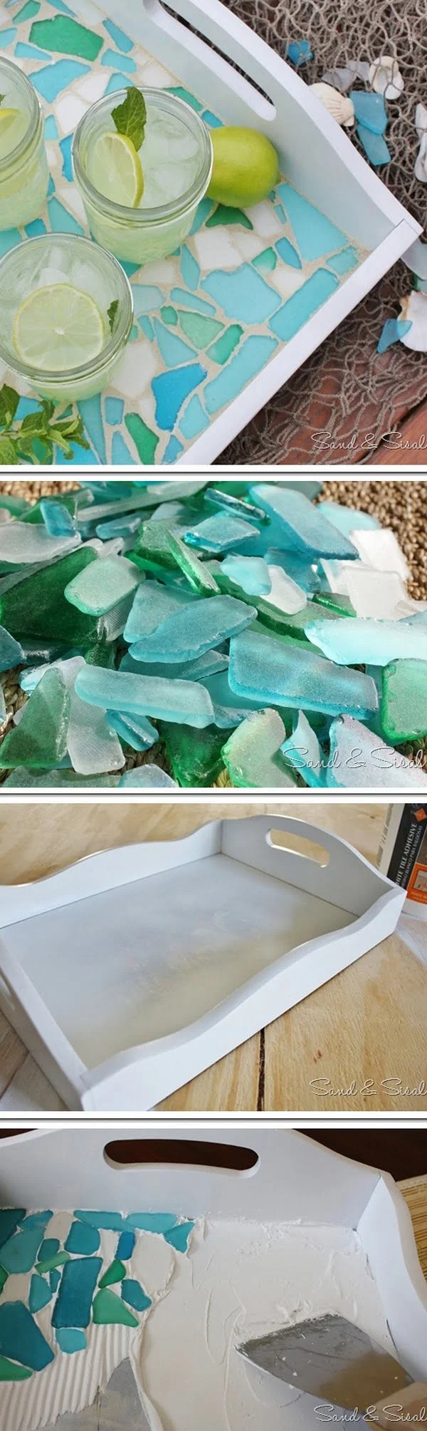 30 Stunning DIY Mosaic Craft Projects for Easy Home Decor - Check out this easy idea on how to make a sea glass mosaic serving tray for on a