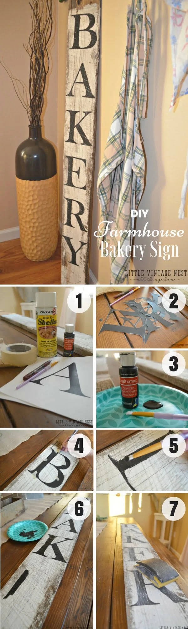 17 Fab DIY Farmhouse Signs You Can Make Yourself - Check out how to make an easy DIY Farmhouse Bakery Sign for kitchen decor