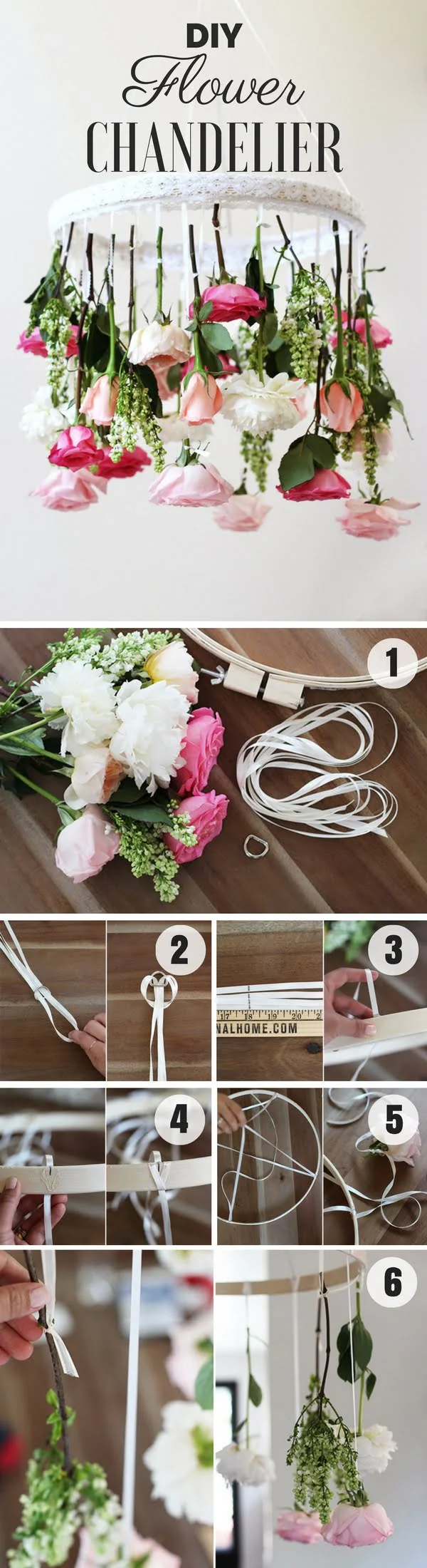How to make an easy shabby chic DIY Fflower Chandelier