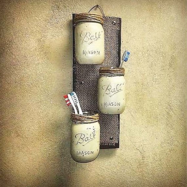  mason jar wall shelves for rustic bathroom decor 